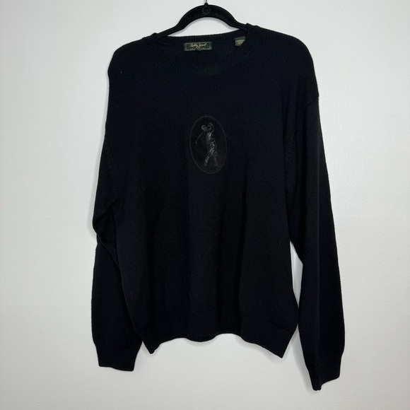 Bobby Jones collection black logo front golf merino wool sweater large - Picture 1 of 8